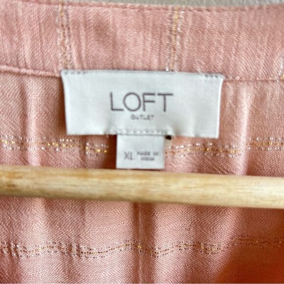 Ann Taylor LOFT Outlet Light Pink Gold-Shimmer Blouse Womens Size X-Large Career - Picture 3 of 6